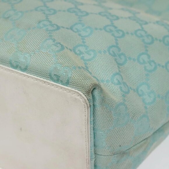 GUCCI GG Canvas Tote Bag Light Blue Gold 002 1099 Auth 113505 - Picture 4 of 16